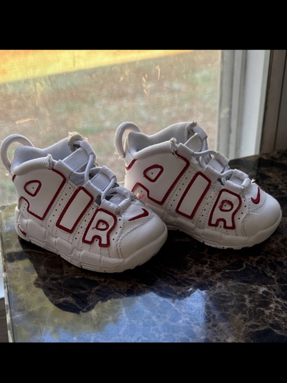 Nike Kids White and Red AIR Sneakers